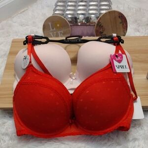 Spree T-Shirt Bras Two-Pack 1 Red Heart Print 1 Pale Pink 38C 🆕